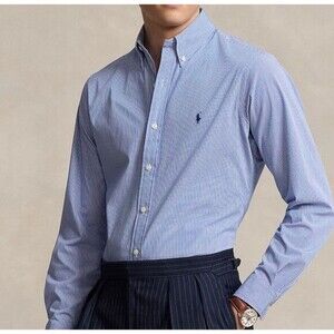 Polo Ralph Lauren Men's Classic Long Sleeve Blue Workwear Casual Shirt 16 1/2 34